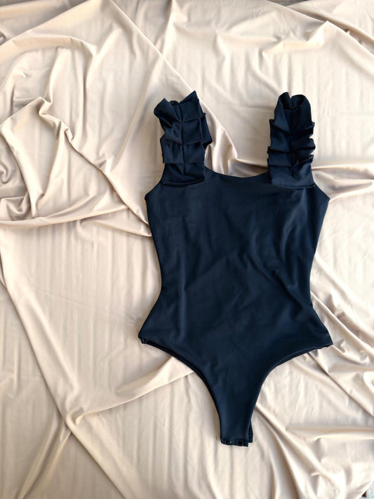 BLACK | Pleated Bodysuit