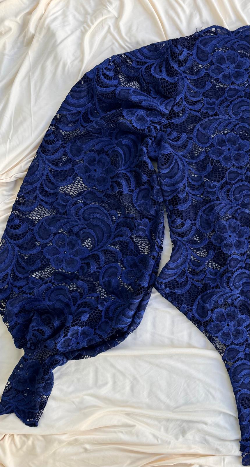 MAXI MANGAS •LACE NAVY•
