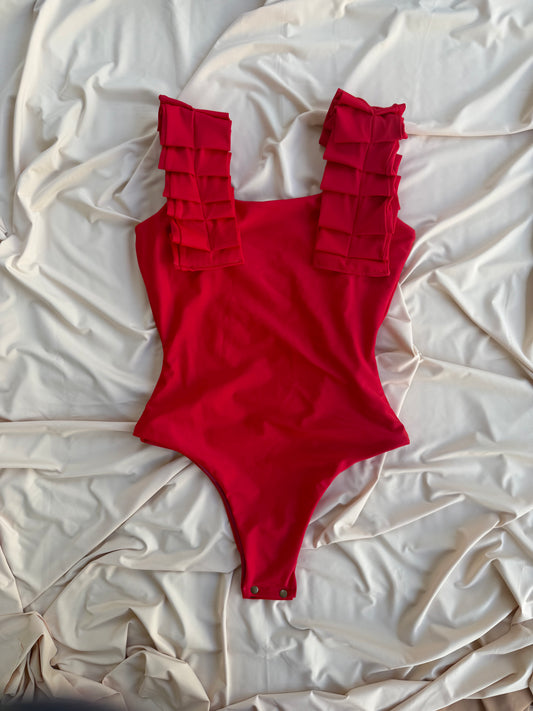 RED | Pleated Bodysuit