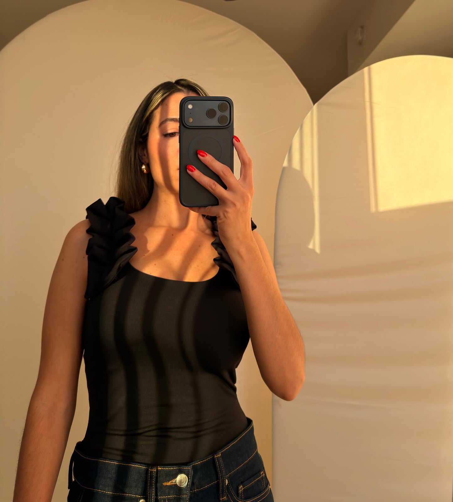 BLACK | Pleated Bodysuit